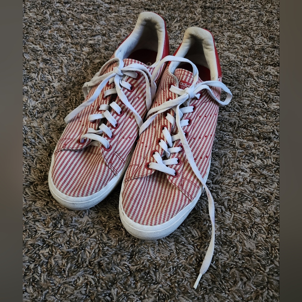 Adidas Stan Smith Vulc Red/White Striped Canvas Shoes Men's 9